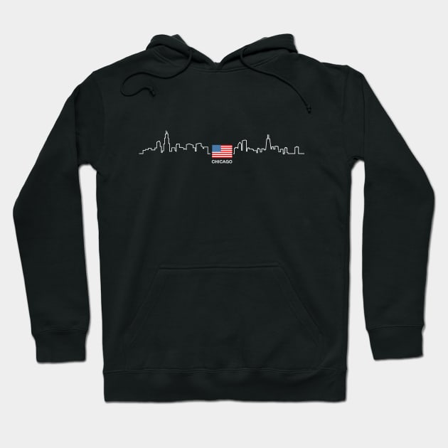 Chicago Skyline American Pride Hoodie by Stuffosaurus